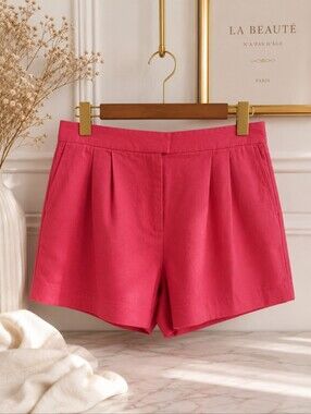Zara Fuchsia Linen Blend Tailored Shorts | High-Waisted Summer Shorts